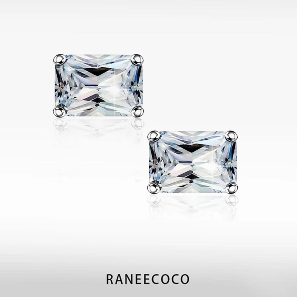 Raneecoco, Stunning Flame, Radiant Cut Stud Earrings